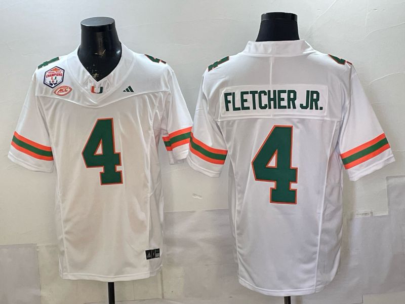 Men 2026 Miami Hurricanes #4 Fletcher jr White 3th generations Limited NCAA Jersey 0020->ncaa teams->NCAA Jersey
